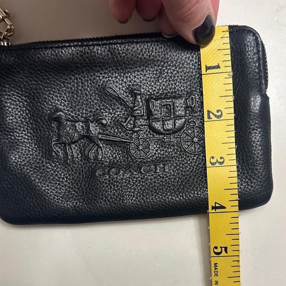 Coach Embossed Black Leather Wristlet - Picture 6 of 6